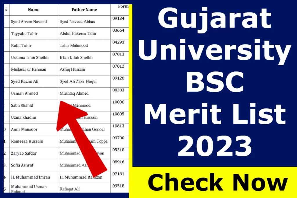 Gujarat University BSC Merit List 2023