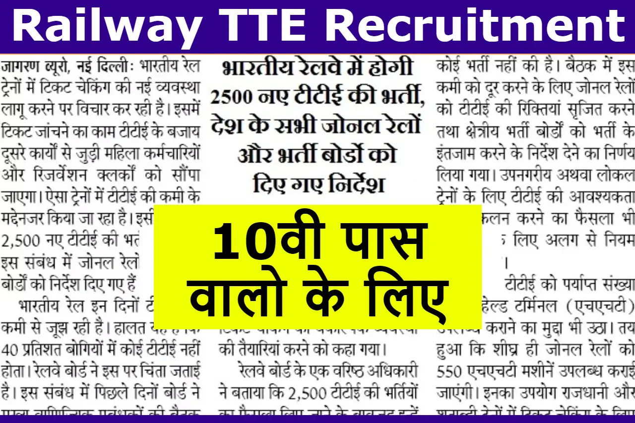 Indian Railway TTE Recruitment 2023