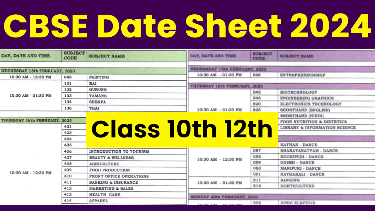 CBSE Date Sheet