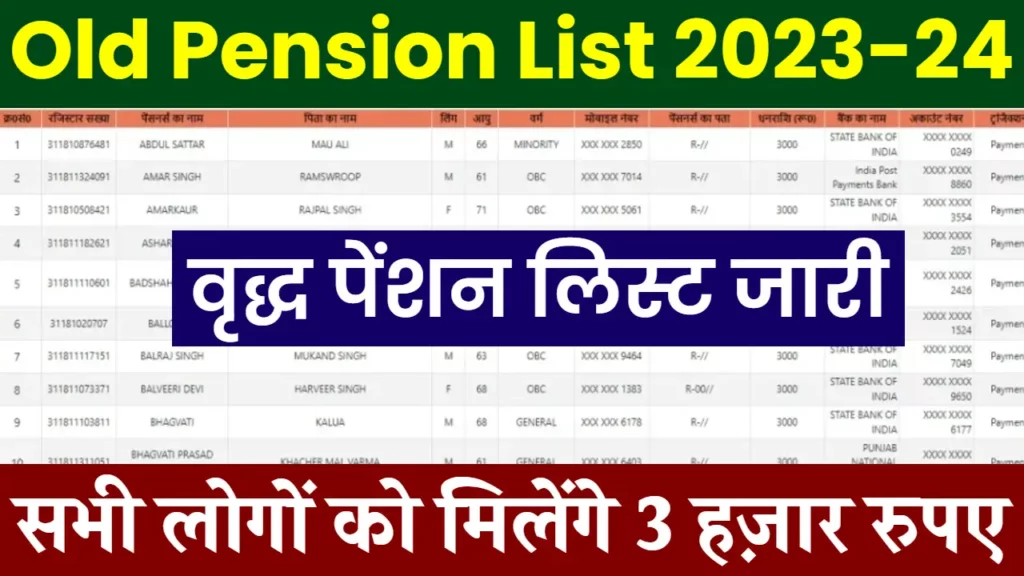 UP Old Age Pension List