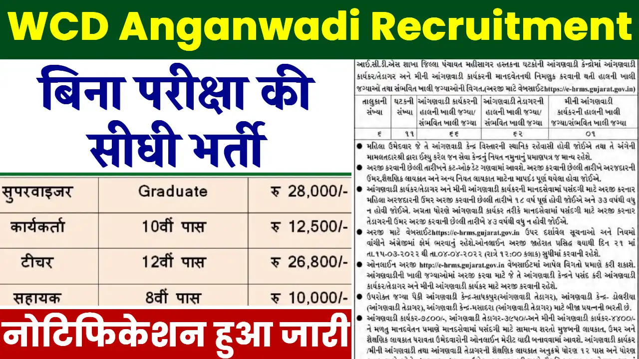WCD Anganwadi Recruitment